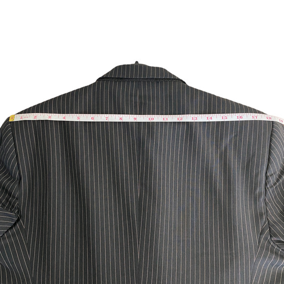 Hugo Boss 42R 100% Wool Sport COAT + VEST Blazer Jacket Striped 3Button Black - Picture 8 of 12